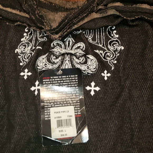 Affliction Long sleeve Men's Thermal Shirt NWT Size Large - Picture 4 of 8